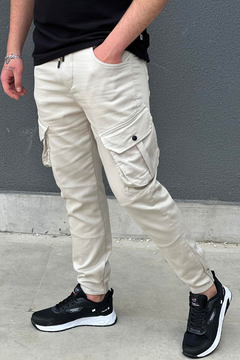 POCKET ONE COLOR MEN CARGO LIGHT BEIGE/BZHZB - 3