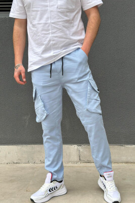 POCKET ONE COLOR MEN CARGO LIGHTBLUE/BZ 