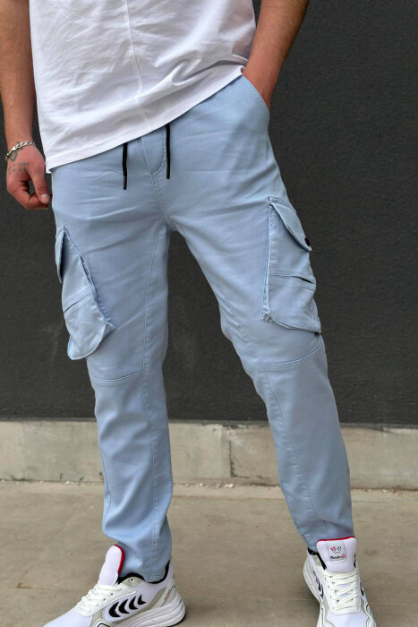 POCKET ONE COLOR MEN CARGO LIGHTBLUE/BZ - 2