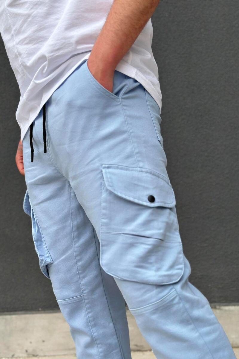 POCKET ONE COLOR MEN CARGO LIGHTBLUE/BZ - 3