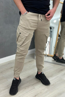 POCKET ONE COLOR MEN CARGO PANTS BEIGE/BEZHE 