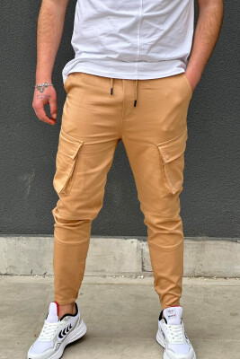 POCKET ONE COLOR MEN CARGO PANTS BRICK/TULLE 