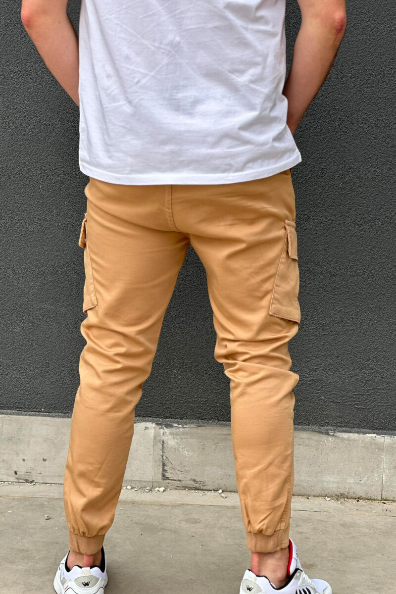 POCKET ONE COLOR MEN CARGO PANTS BRICK/TULLE - 3