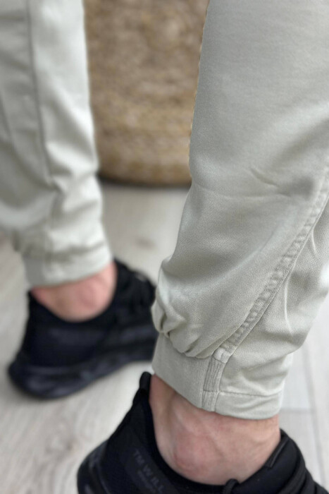 POCKET ONE COLOR MEN CARGO PANTS CREAM/KREM - 3