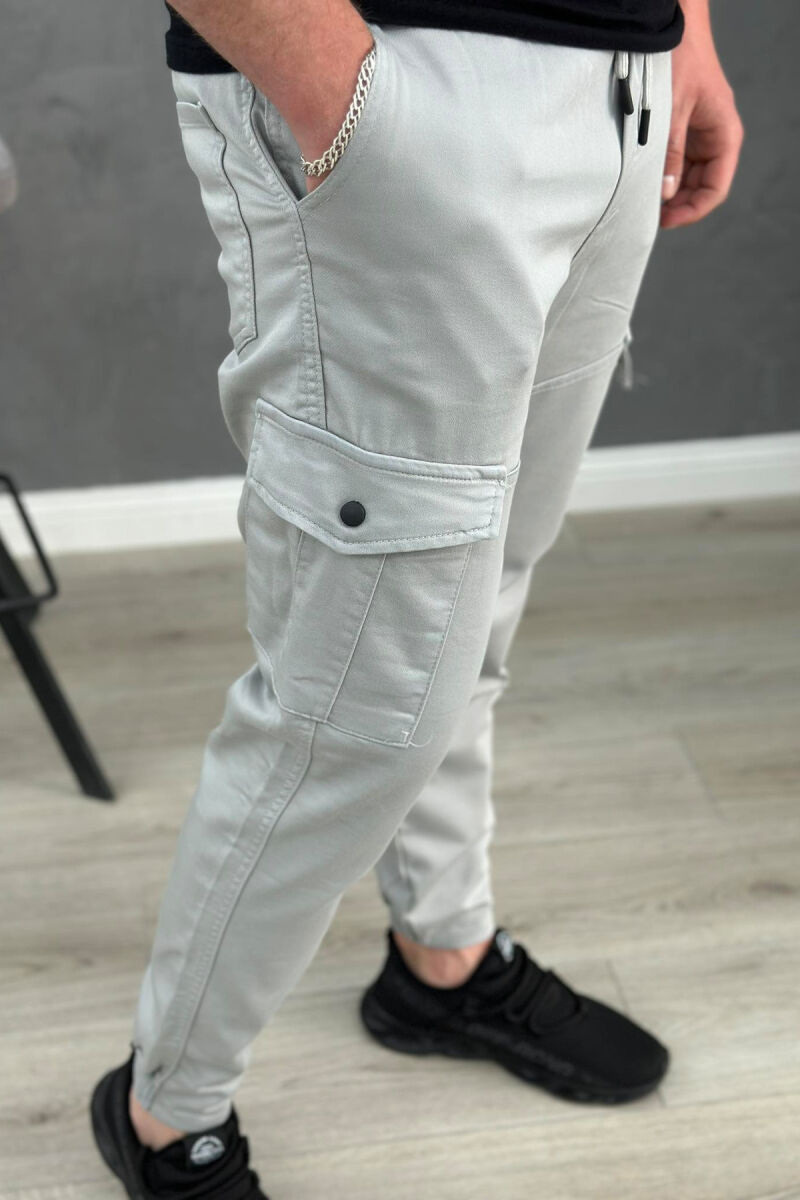 POCKET ONE COLOR MEN CARGO PANTS GREY/GRI - 2