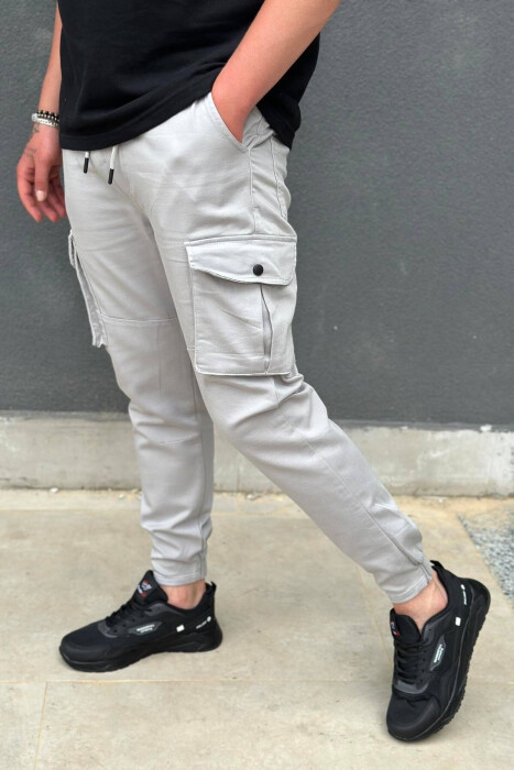 POCKET ONE COLOR MEN CARGO PANTS GREY/GRI - 2