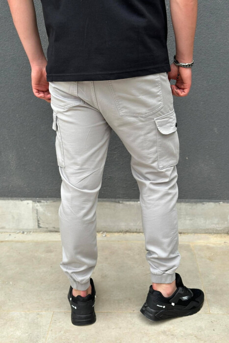 POCKET ONE COLOR MEN CARGO PANTS GREY/GRI - 3