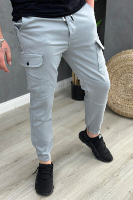 POCKET ONE COLOR MEN CARGO PANTS LIGHTBLUE/BZ 