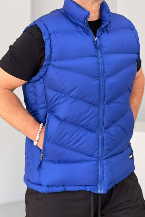 POCKET ONE COLOR MEN VEST BLUE/BLU - 5