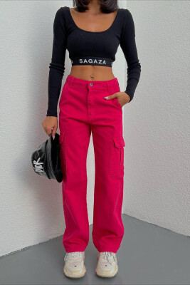 POCKET ONE COLOR WOMAN CARGO JEANS FUCHSIA/CIKLAMI 