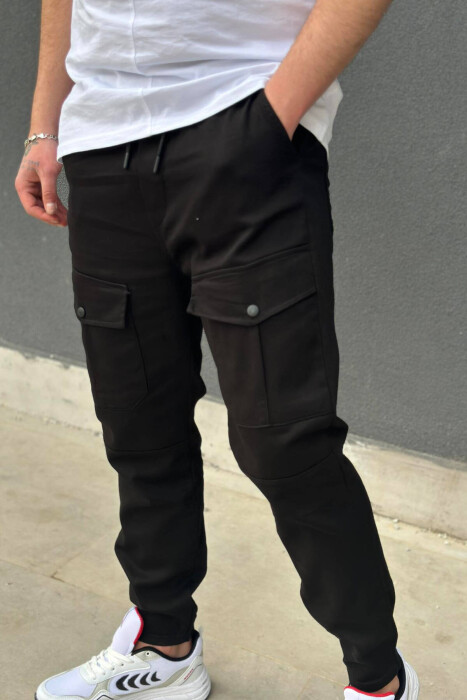 POCKET ONE COLOR WOMAN CARGO PANTS BLACK/ E ZEZE - 2