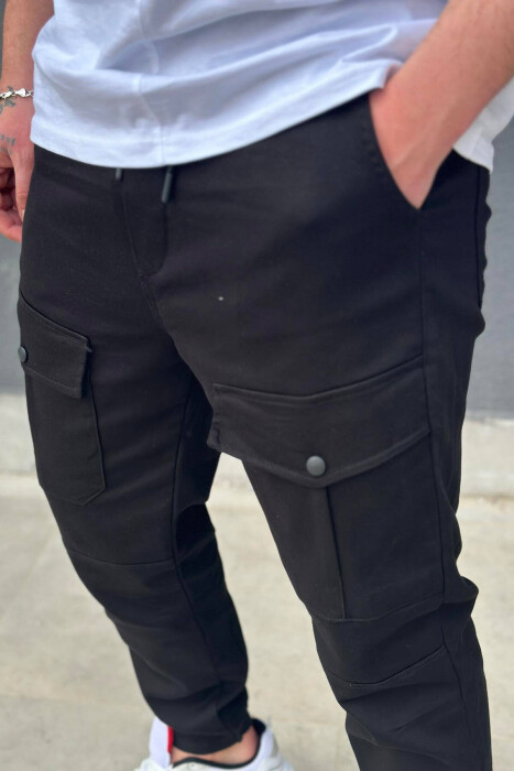 POCKET ONE COLOR WOMAN CARGO PANTS BLACK/ E ZEZE - 3