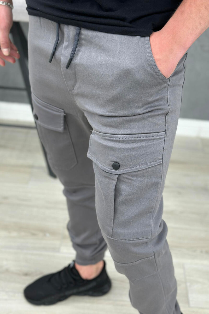 POCKET ONE COLOR WOMAN CARGO PANTS DARK GREY/GEE - 3