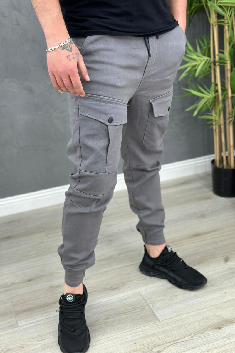 POCKET ONE COLOR WOMAN CARGO PANTS DARK GREY/GEE - 4