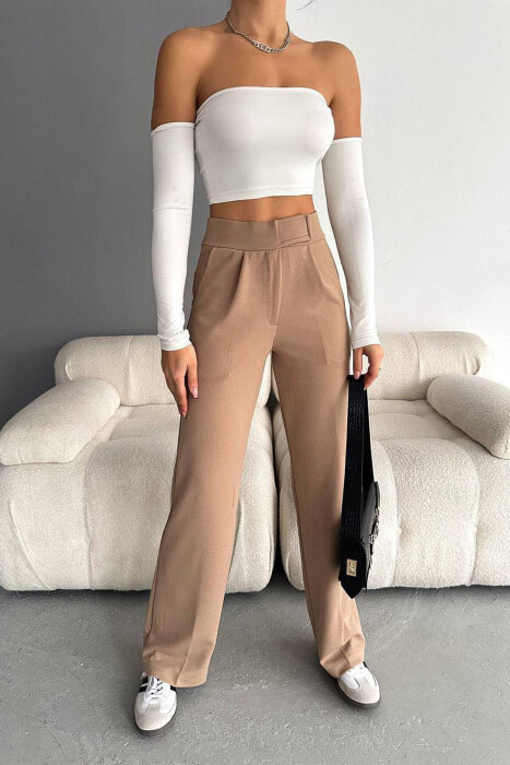 POCKET ONE COLOR WOMAN PANTS BEIGE/BEZHE - 1