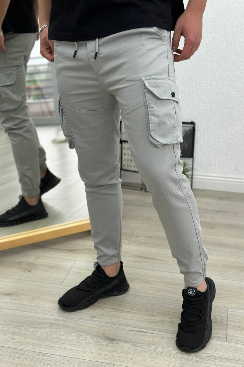 POCKET ONE LOLOR MEN CARGO PANTS LIGHT GREY/GZ - 1