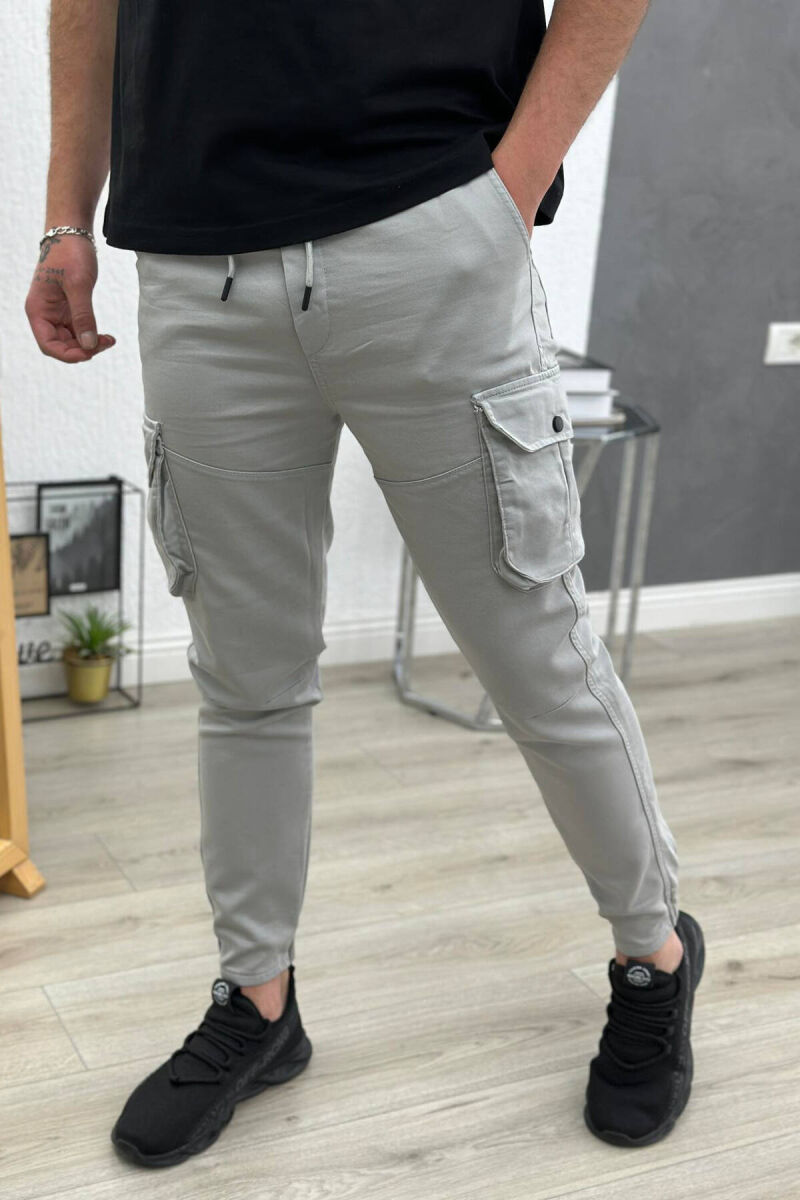 POCKET ONE LOLOR MEN CARGO PANTS LIGHT GREY/GZ - 2