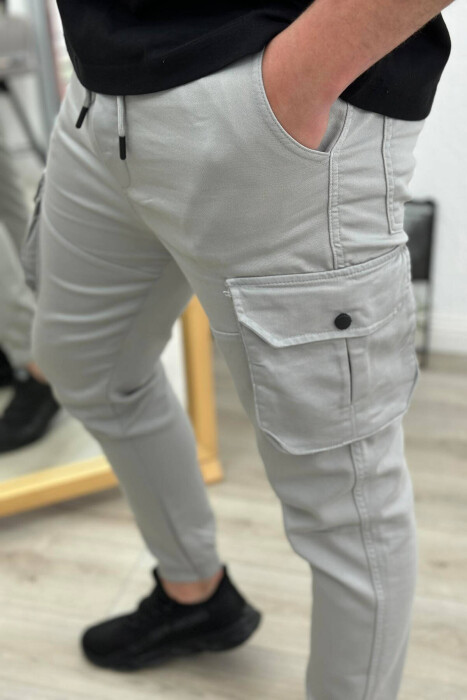 POCKET ONE LOLOR MEN CARGO PANTS LIGHT GREY/GZ - 3