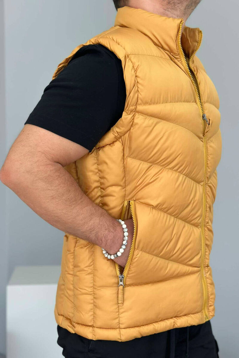 POCKET SIMPLE MEN VEST IN MUSTARD COLOR - 3