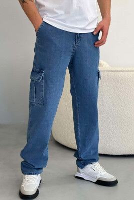 POCKET SIMPLE ONE COLOR CARGO MEN JEANS BLUE/BLU 