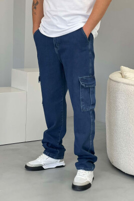 POCKET SIMPLE ONE COLOR CARGO MEN JEANS DARK BLUE/BEE 