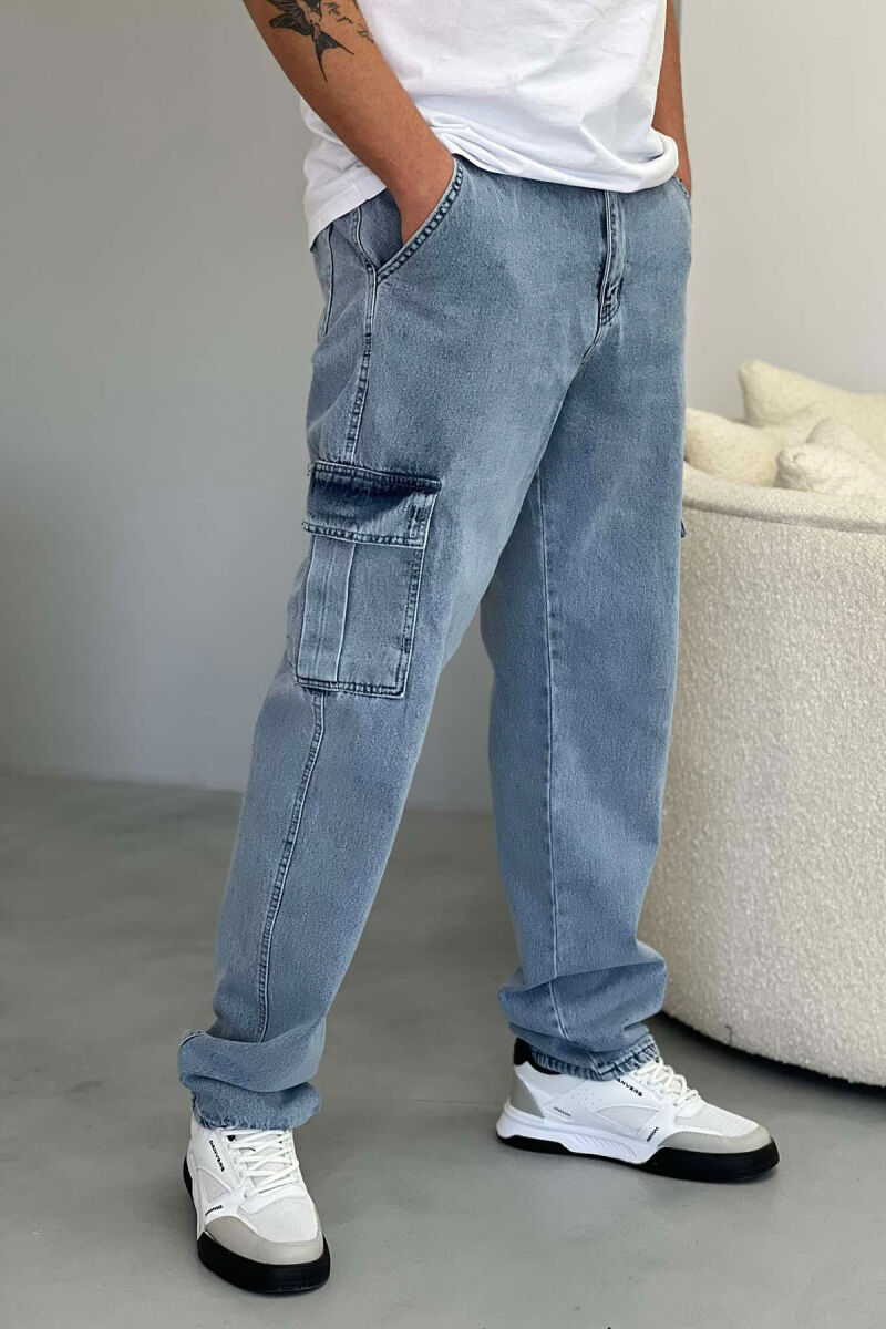 POCKET SIMPLE ONE COLOR CARGO MEN JEANS LIGHTBLUE/BZ - 2