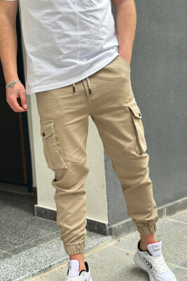 POCKET SIMPLE ONE COLOR MEN CARGO PANTS BEIGE/BEZHE 