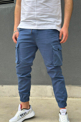 POCKET SIMPLE ONE COLOR MEN CARGO PANTS BLUE/BLU 