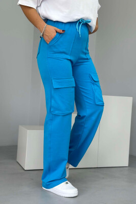 POCKET WIDE LEG CARGO WOMAN SWEATPANTS LIGHTBLUE/BZ 