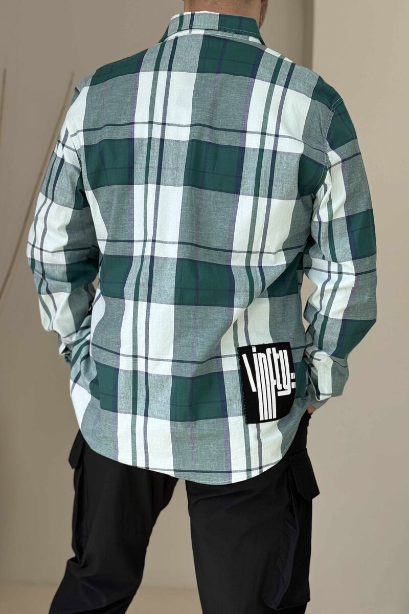 POCKETS DETAIL DESIGNED PLAID MEN SHIRT GREEN/JESHILE - 2