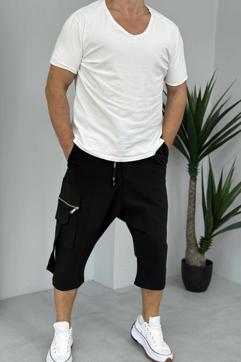 POCKETS DETAIL LACINGS MEN SHORT PANTS BLACK/ E ZEZE - 1