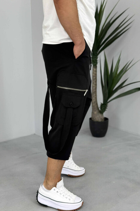 POCKETS DETAIL LACINGS MEN SHORT PANTS BLACK/ E ZEZE - 2