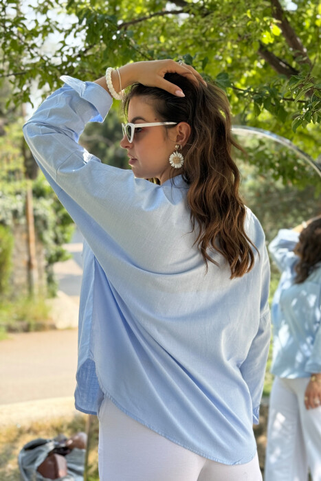 POCKETS DETAIL ONE COLOR WOMEN SHIRT LIGHTBLUE/BZ - 8