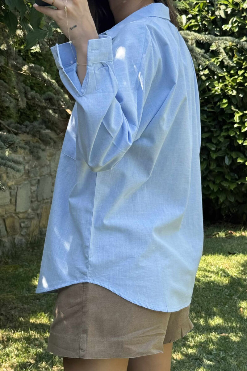 POCKETS DETAIL ONE COLOR WOMEN SHIRT LIGHTBLUE/BZ - 4