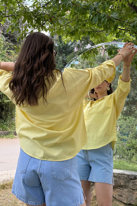 POCKETS DETAIL ONE COLOR WOMEN SHIRT YELLOW/E VERDHE - 8