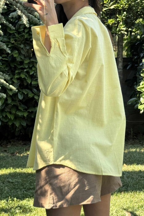 POCKETS DETAIL ONE COLOR WOMEN SHIRT YELLOW/E VERDHE - 5