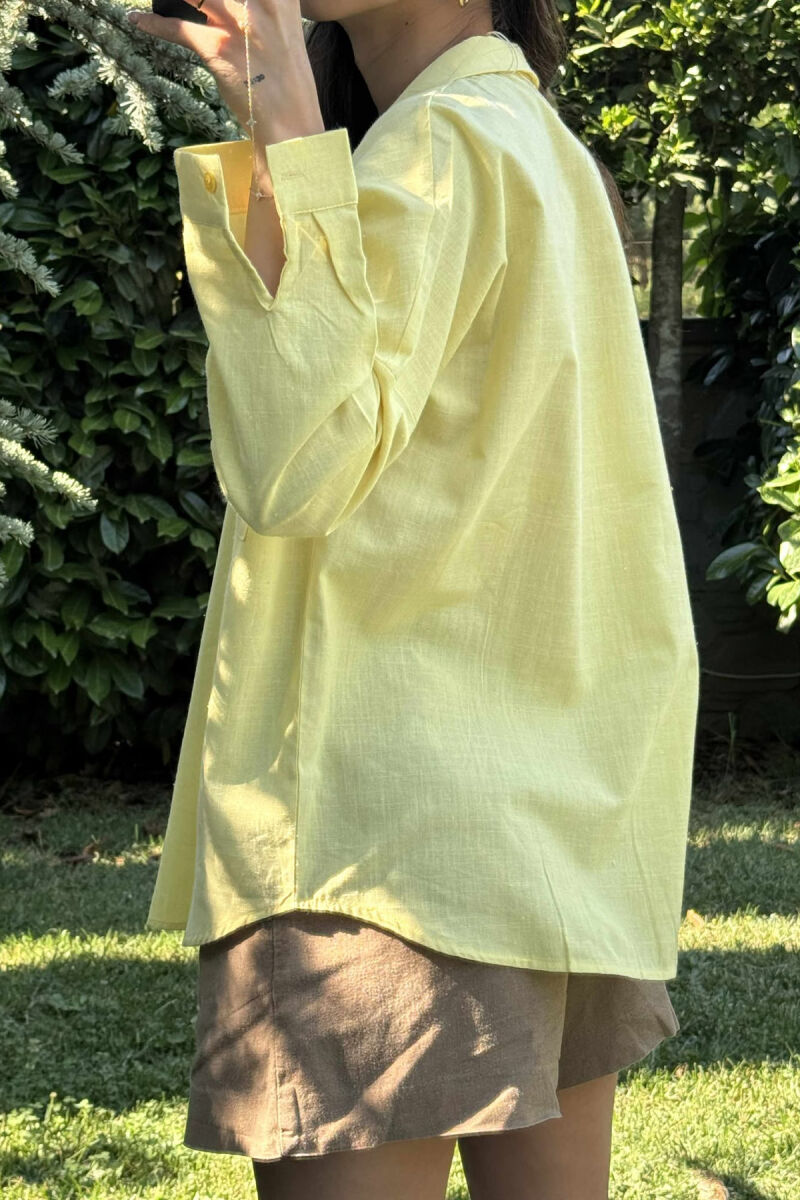 POCKETS DETAIL ONE COLOR WOMEN SHIRT YELLOW/E VERDHE - 5