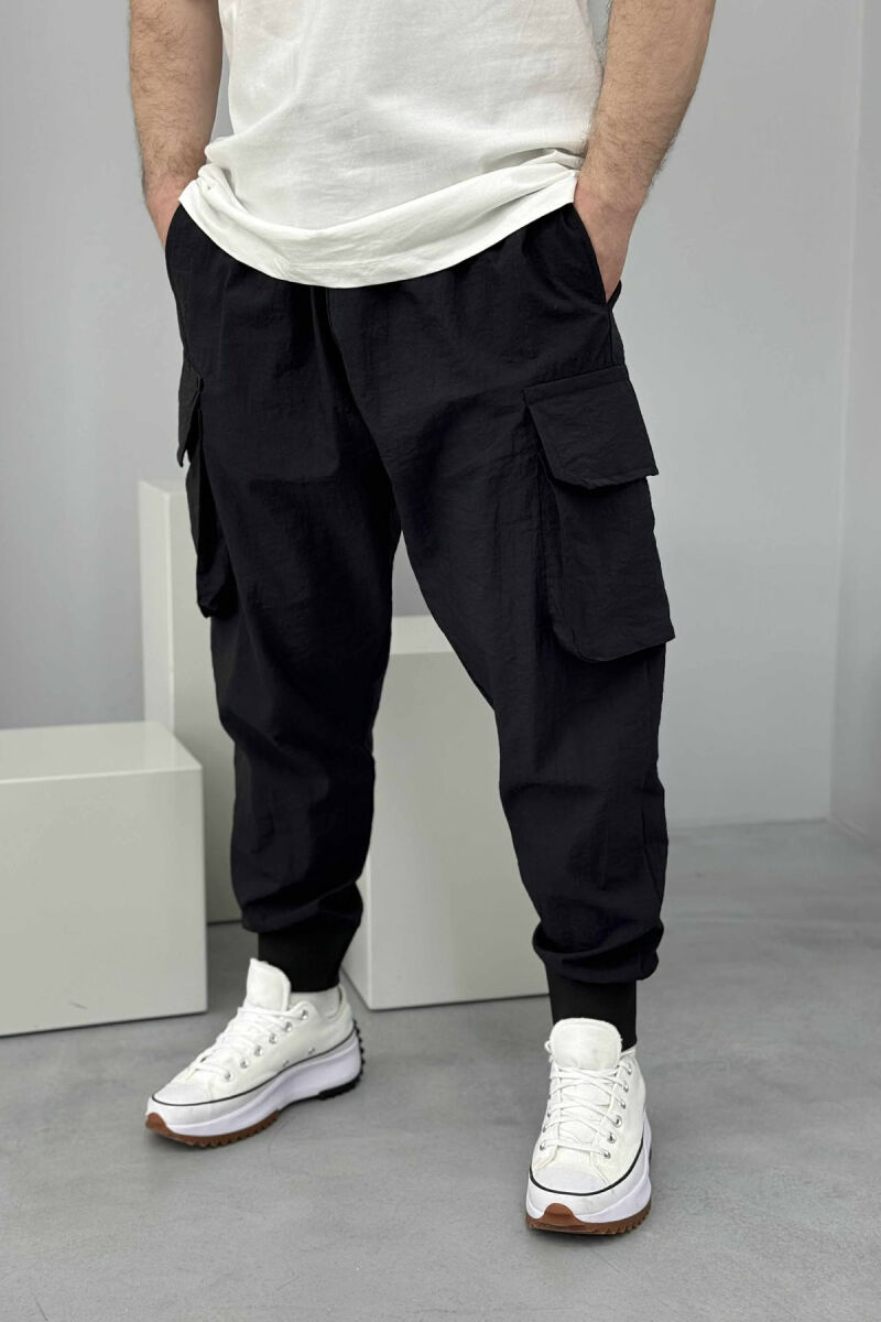 POCKETS DETAIL PARACHUTE MEN PANTS BLACK/ E ZEZE - 3
