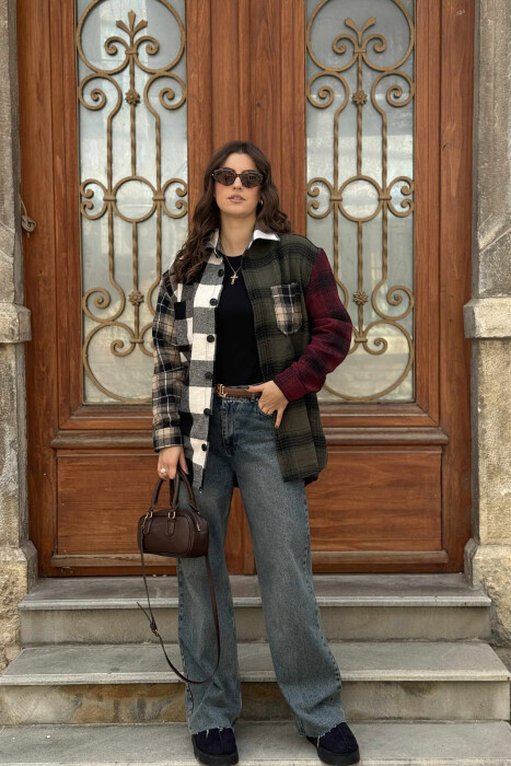 POCKETS DETAIL PLAID WOMEN JACKET MULTIPLE/SHNGJ - 3