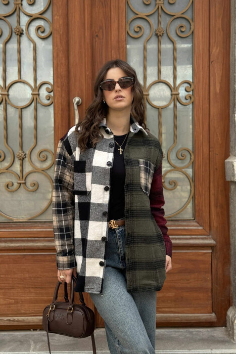 POCKETS DETAIL PLAID WOMEN JACKET MULTIPLE/SHNGJ - 4