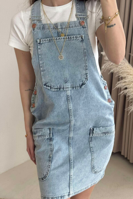 POCKETS DETAIL SHORT DENIM WOMEN DRESS LIGHTBLUE/BZ - 4