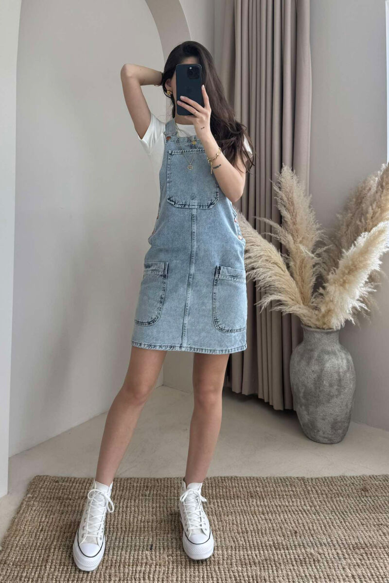 POCKETS DETAIL SHORT DENIM WOMEN DRESS LIGHTBLUE/BZ - 5