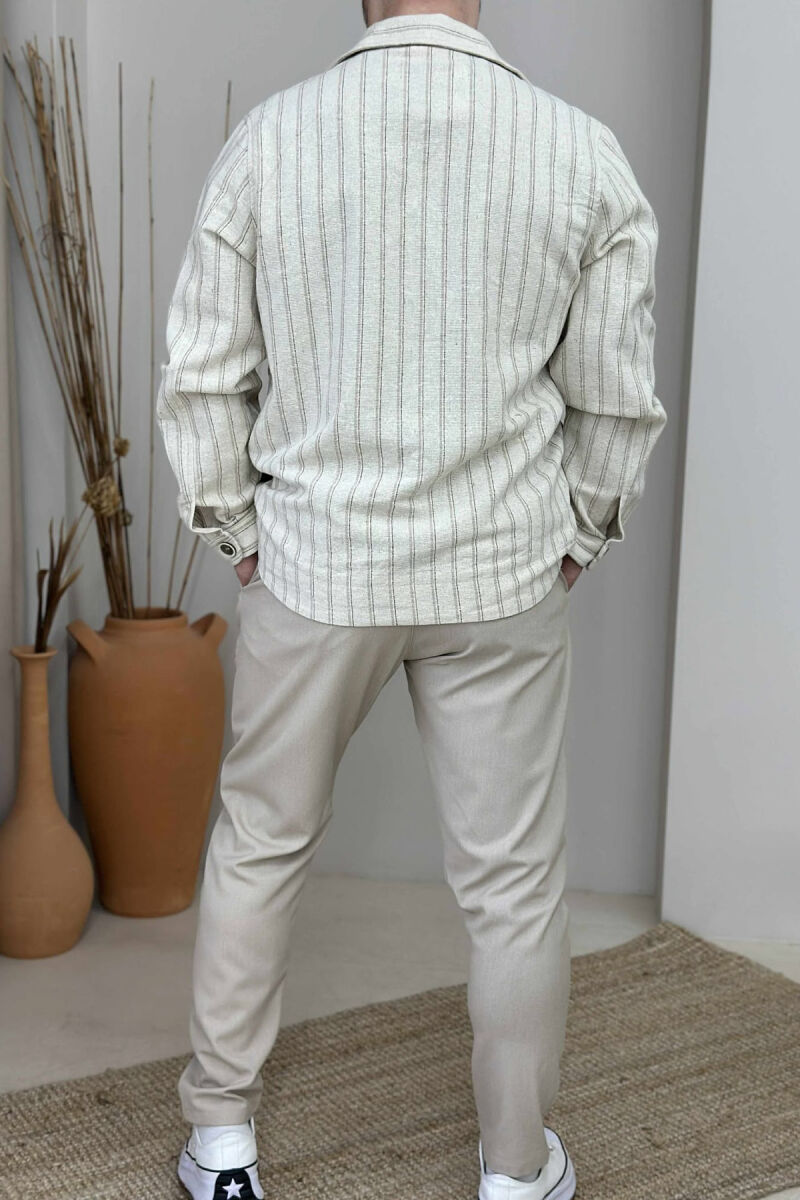 POCKETS DETAIL STRIPES MEN JACKET CREAM/KREM - 2