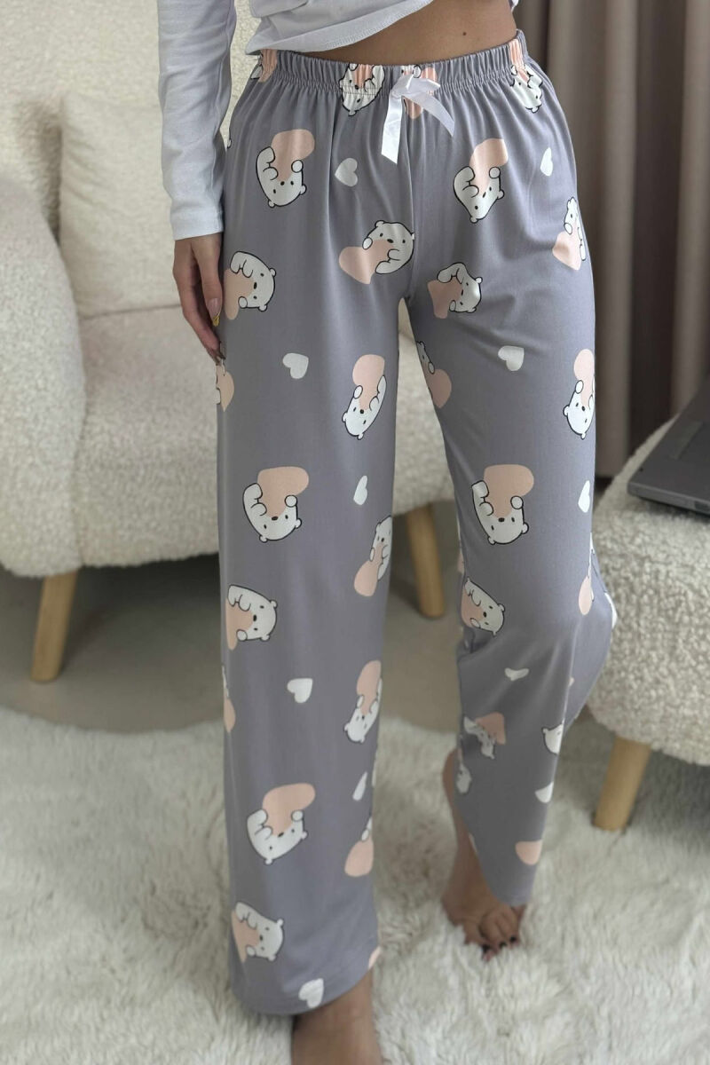 POLAR BEAR DESIGN BOW DETAIL WOMEN JOGGERS GREY/GRI - 3