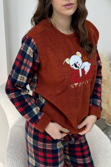 POLAR FRONT IMAGE SWEATSHIRT+SWEATPANTS WOMEN PYJAMAS BRICK/TULLE - 2