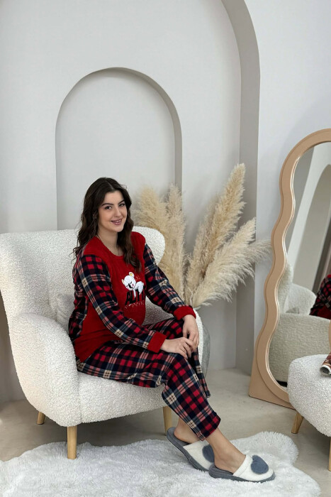 POLAR FRONT IMAGE SWEATSHIRT+SWEATPANTS WOMEN PYJAMAS RED/E KUQE - 1