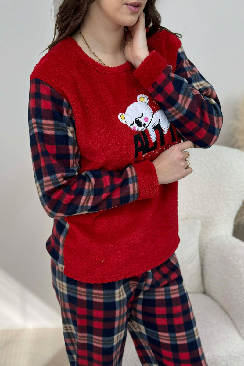 POLAR FRONT IMAGE SWEATSHIRT+SWEATPANTS WOMEN PYJAMAS RED/E KUQE - 4