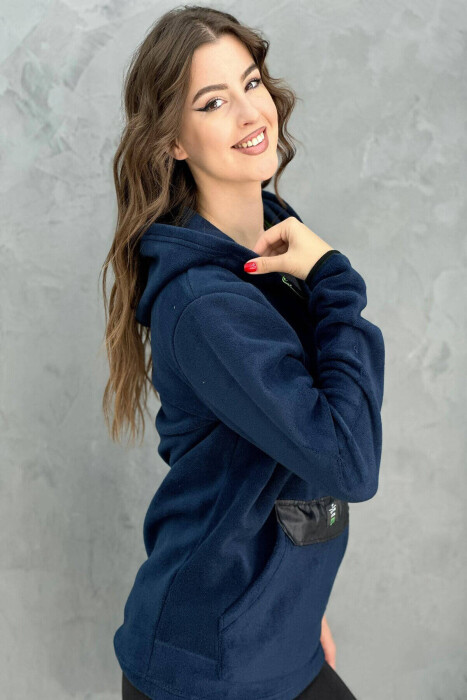 POLAR HOOD WOMAN SWEATSHIRT DARK BLUE/BEE - 4