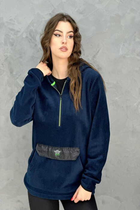 POLAR HOOD WOMAN SWEATSHIRT DARK BLUE/BEE - 6