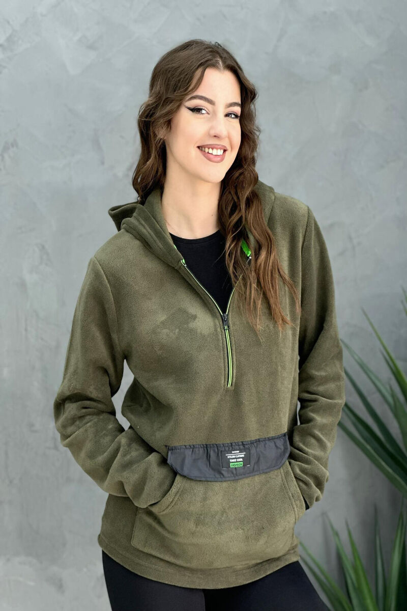 POLAR HOOD WOMAN SWEATSHIRT DARK GREEN/JEE - 2